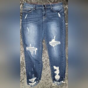 refuge Ripped Medium Blue Skinny Jeans